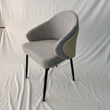 Solid Back Cotton Arm Metal Dining Chair Gray- Black Image - 5