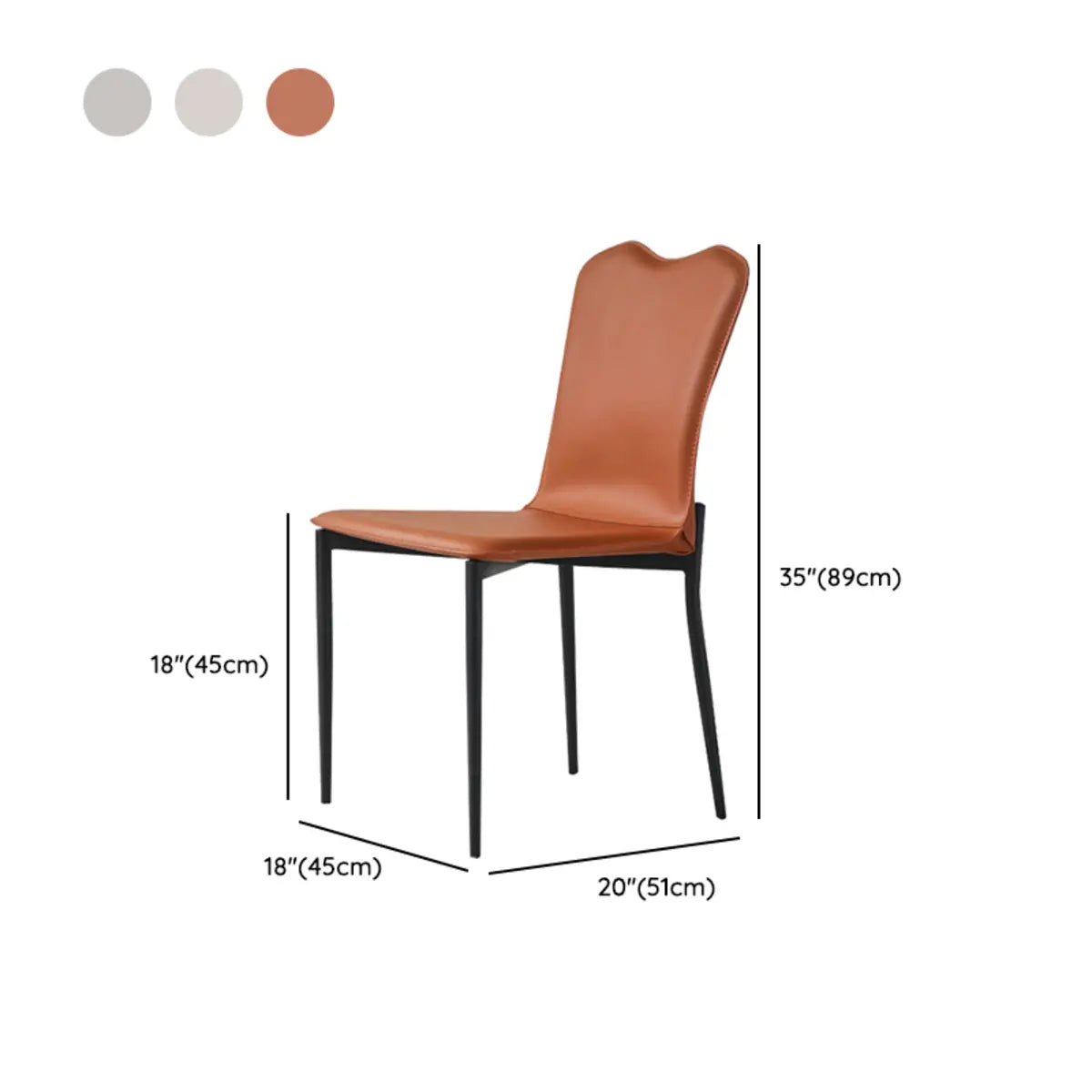 Solid Back Faux Leather Armless Metal Dining Chair 