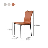 Solid Back Faux Leather Armless Metal Dining Chair #size