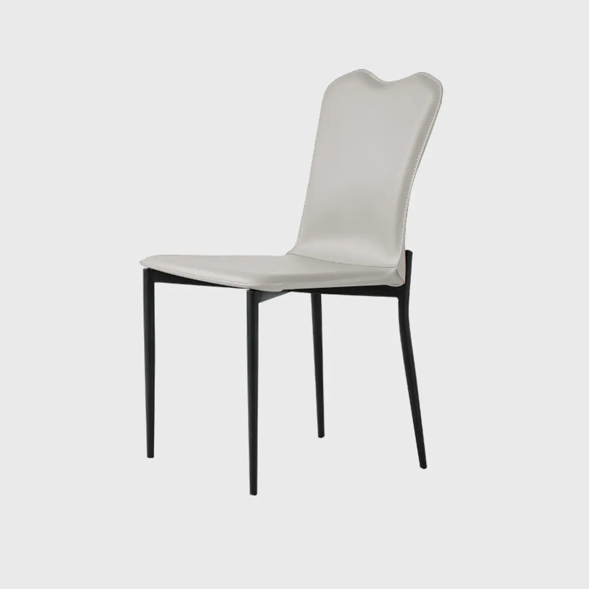 Solid Back Faux Leather Armless Metal Dining Chair Image - 2