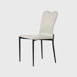 Solid Back Faux Leather Armless Metal Dining Chair Image - 3