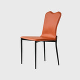 Solid Back Faux Leather Armless Metal Dining Chair Image - 5