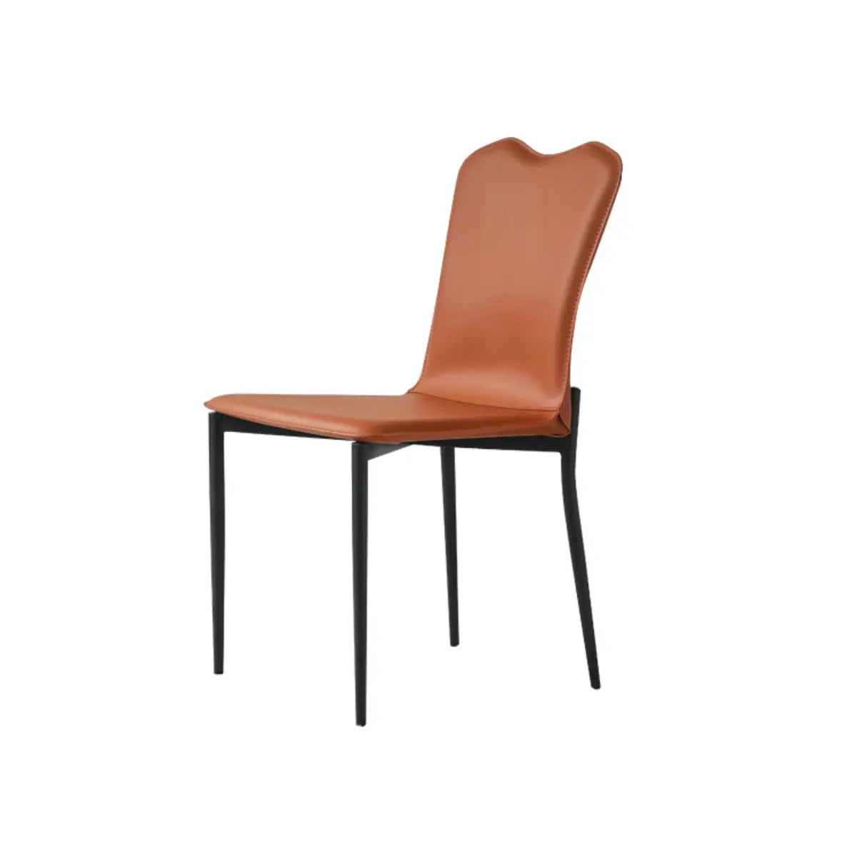 Solid Back Faux Leather Armless Metal Dining Chair Image - 8