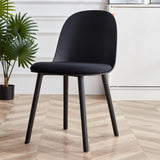 Solid Back Faux Leather Upholstered Metal Dining Chair Image - 4