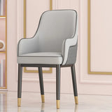 Solid Back Leather Upholstered Arm Dining Chair Gray Image - 6