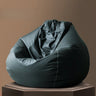 Solid Color Brown Large Round Leather Bean Bag with Storage Image - 15