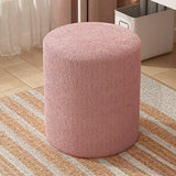 Solid Color Light Pink Cylindrical Fabric Vanity Stool Image - 1