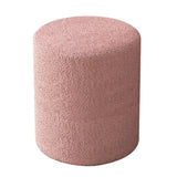 Solid Color Light Pink Cylindrical Fabric Vanity Stool Image - 10