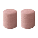 Solid Color Light Pink Cylindrical Fabric Vanity Stool Image - 11