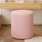 Solid Color Light Pink Cylindrical Fabric Vanity Stool Image - 5