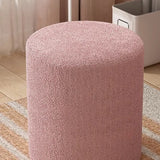 Solid Color Light Pink Cylindrical Fabric Vanity Stool Image - 6