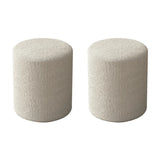 Solid Color Light Pink Cylindrical Fabric Vanity Stool Image - 7