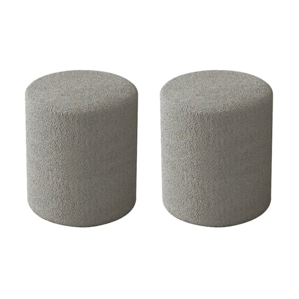 Solid Color Light Pink Cylindrical Fabric Vanity Stool Image - 9