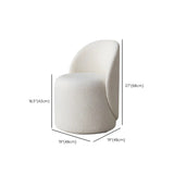 Solid Color White Round Wool Vanity Stool with Backrest #size