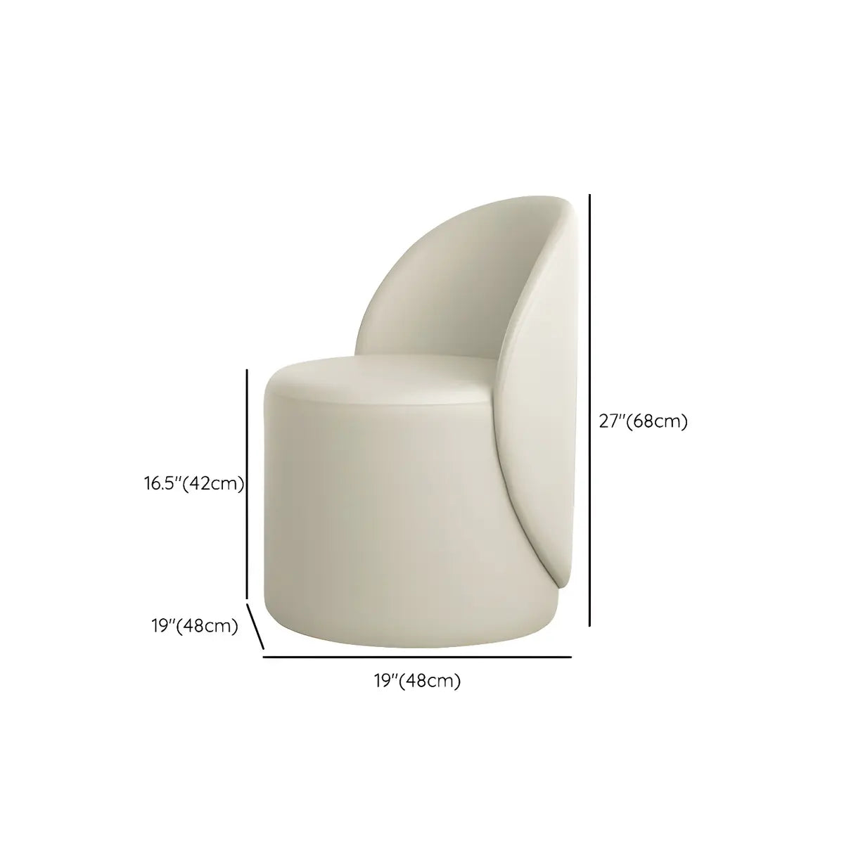 Solid Color White Round Wool Vanity Stool with Backrest Image - 16