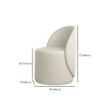 Solid Color White Round Wool Vanity Stool with Backrest Image - 16