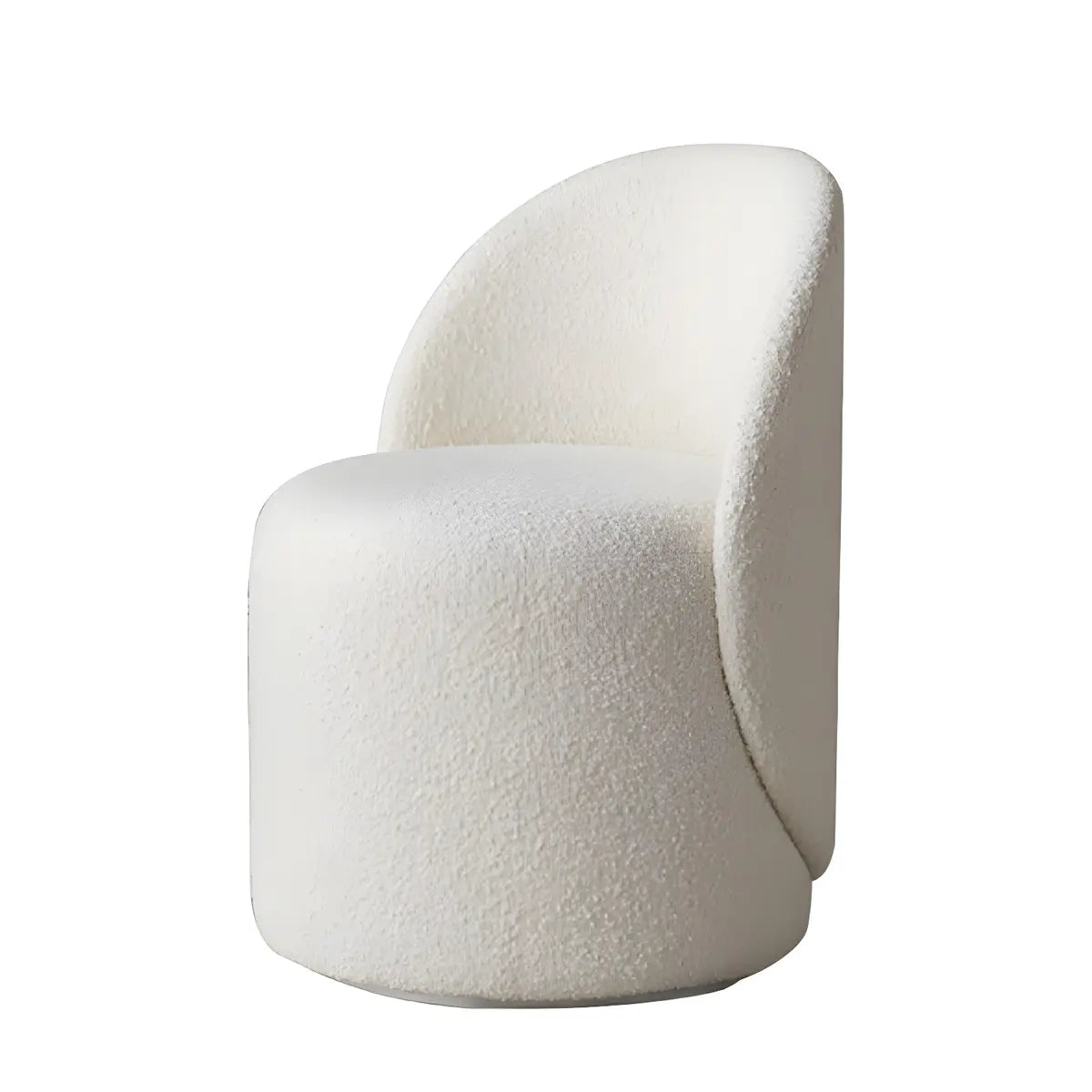 Solid Color White Round Wool Vanity Stool with Backrest Image - 5