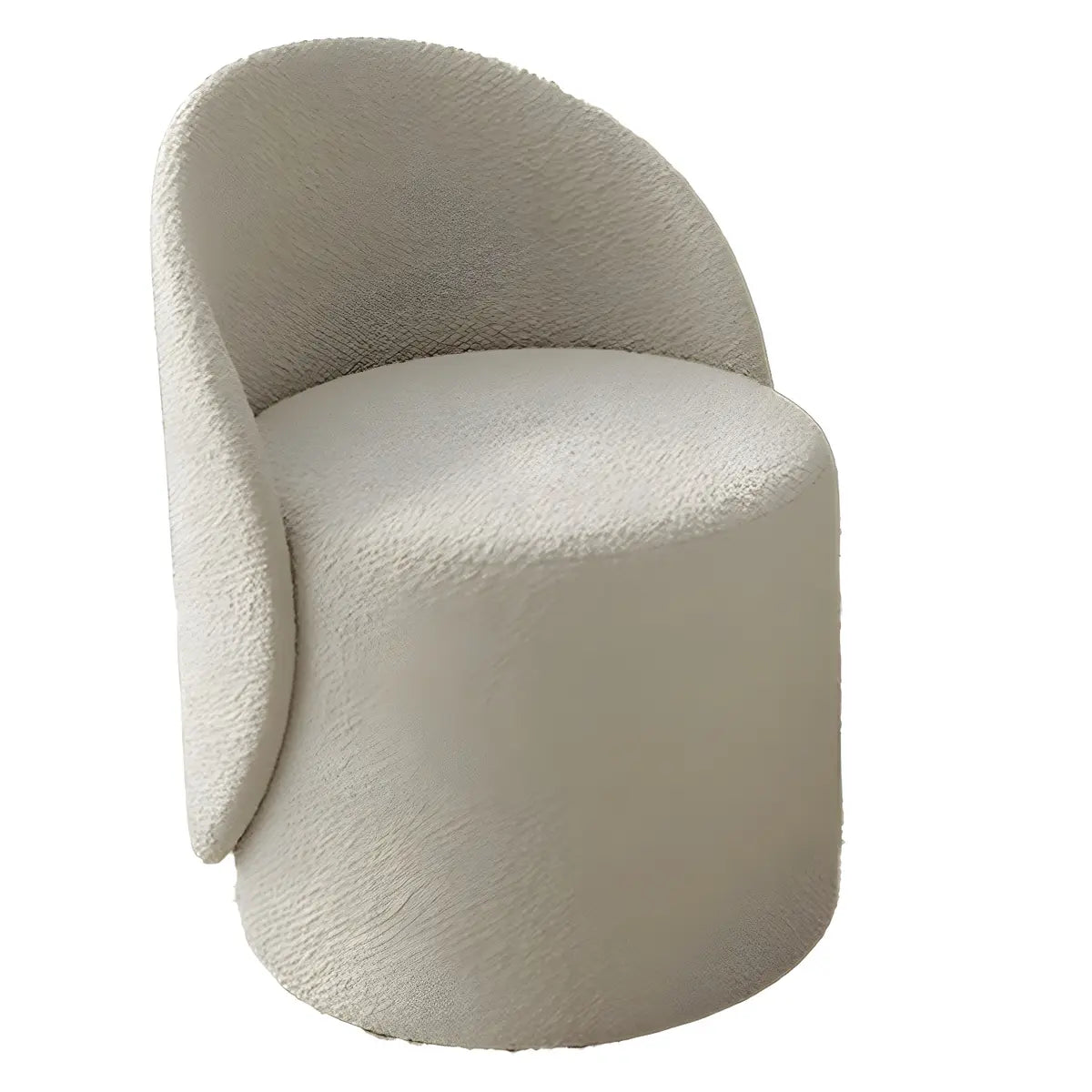 Solid Color White Round Wool Vanity Stool with Backrest Image - 9