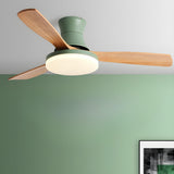 Solid Wood 3 Blade Minimalist Ceiling Fan with Light Image - 4