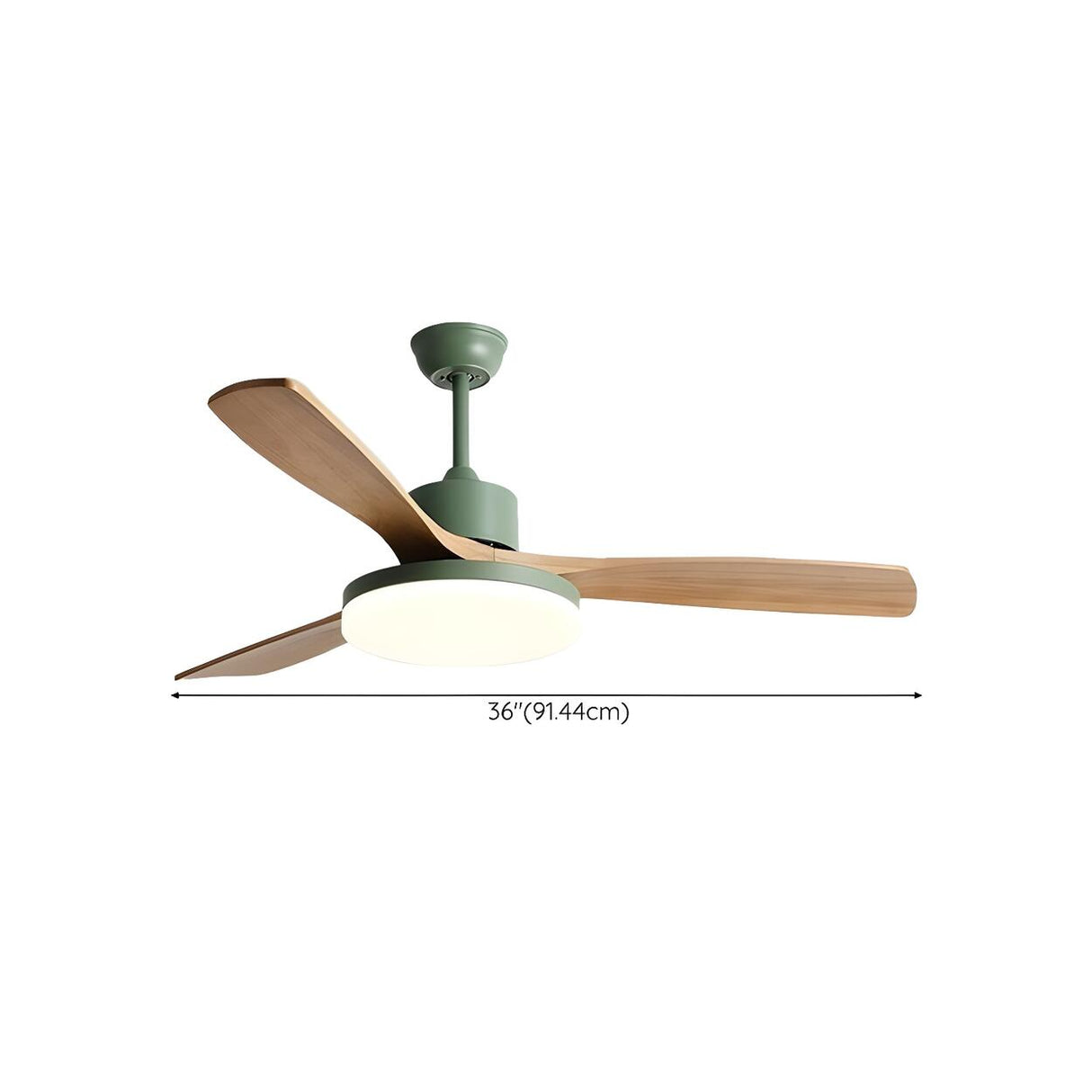 Solid Wood 3 Blade Minimalist Ceiling Fan with Light 