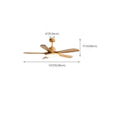 Solid Wood 3 Blades Drop Rod Ceiling Fan with LED Light Image - 15