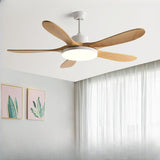 Solid Wood 5 Blades LED Classic Ceiling Fan with Light Image - 1