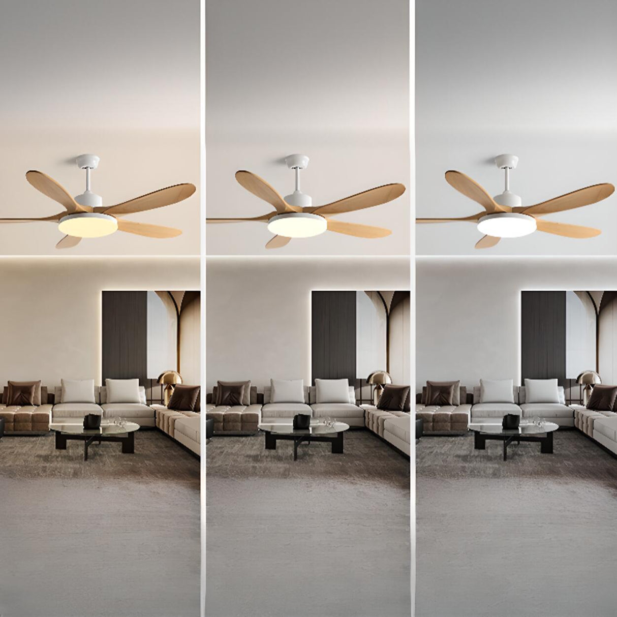 Solid Wood 5 Blades LED Classic Ceiling Fan with Light Image - 14