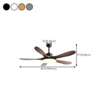 Solid Wood 5 Blades LED Classic Ceiling Fan with Light #size