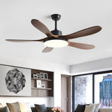 Solid Wood 5 Blades LED Classic Ceiling Fan with Light Image - 4