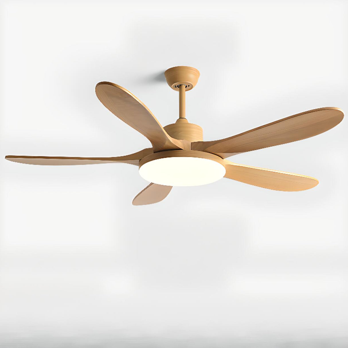 Solid Wood 5 Blades LED Classic Ceiling Fan with Light Image - 7