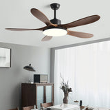 Solid Wood 5 Blades LED Classic Ceiling Fan with Light Image - 8