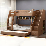 Solid Wood Natural Finish Lift Up Storage Bunk Bed Image - 2