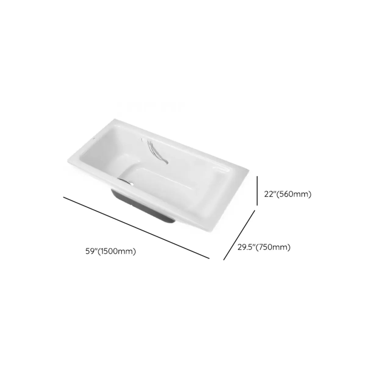 Soothing Rectangle Acrylic White Flat Soaking Bathtub Image - 17