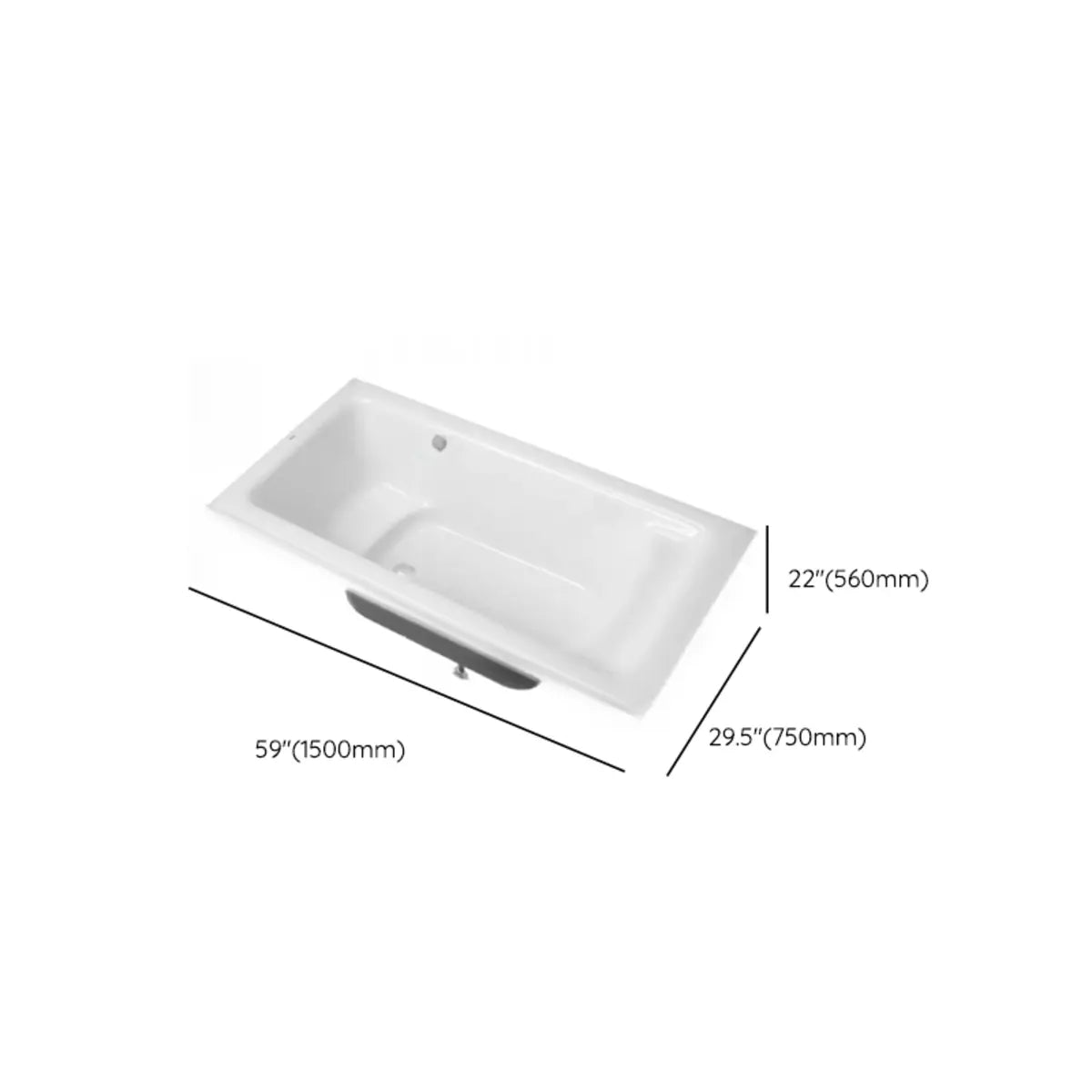 Soothing Rectangle Acrylic White Flat Soaking Bathtub Image - 18