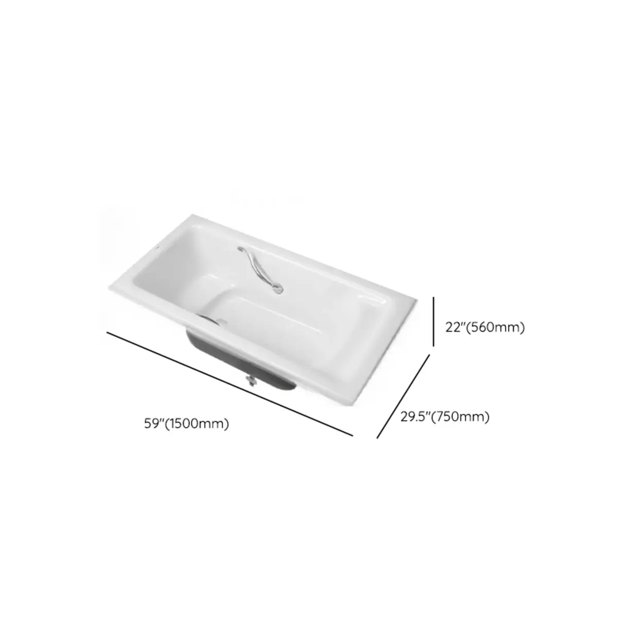 Soothing Rectangle Acrylic White Flat Soaking Bathtub Image - 19