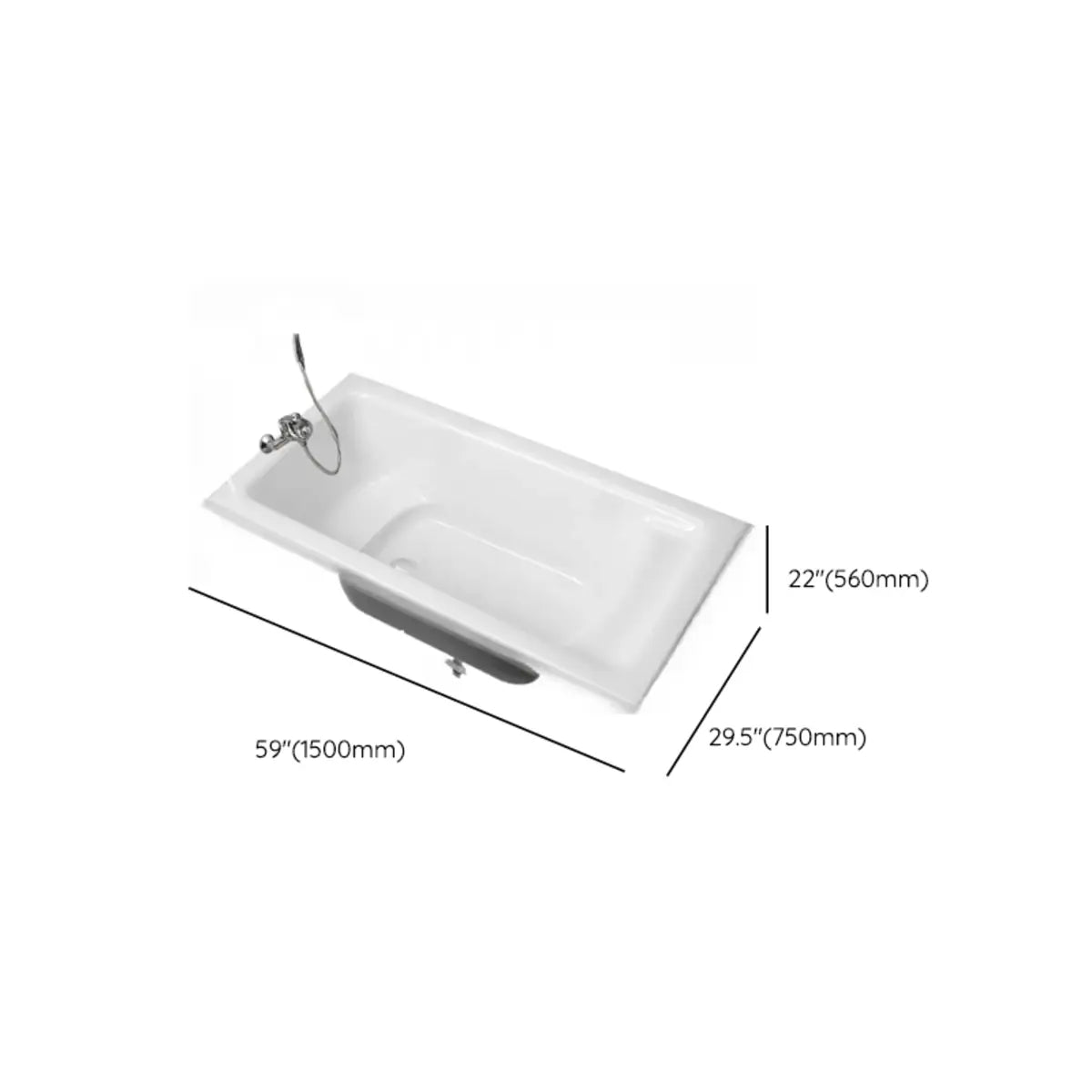 Soothing Rectangle Acrylic White Flat Soaking Bathtub Image - 20