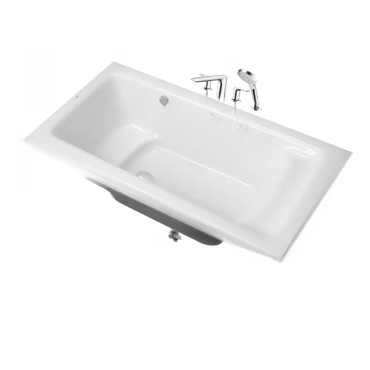 Soothing Rectangle Acrylic White Flat Soaking Bathtub Image - 7