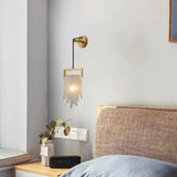 Sophisticated Crystal Tassels Gold Bedside Wall Light Image - 1