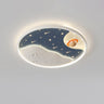 Space Astronaut Blue Round Flush Mount Light Kids Room Image - 5