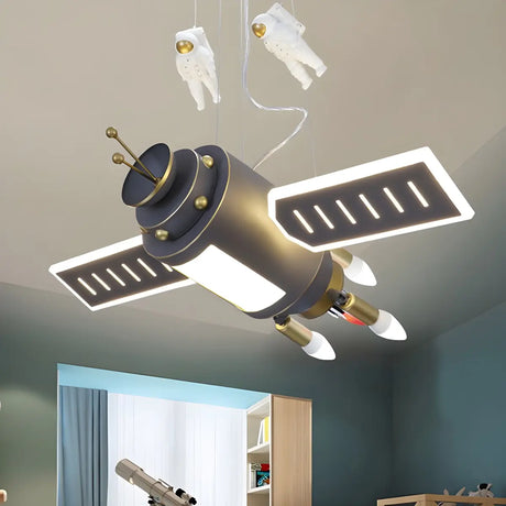 Spacecraft Astronaut Resin Kids Room Dark Grey Chandelier Image - 1