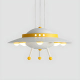 Spaceship Metal Kids Room Blue LED Small Chandelier Image - 6