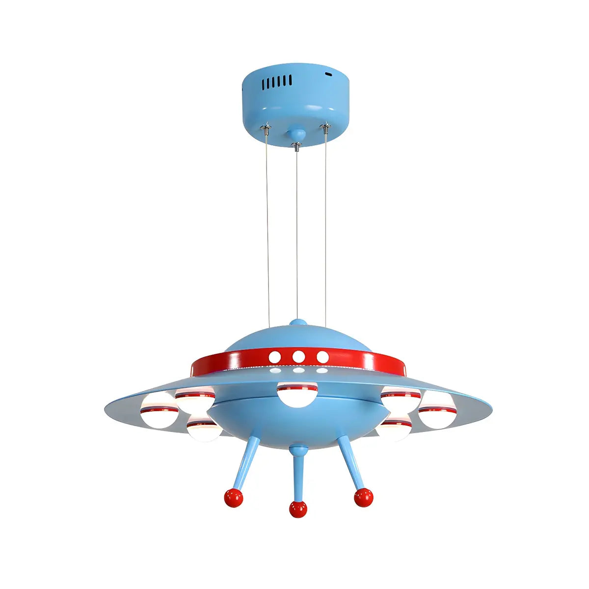 Spaceship Metal Kids Room Blue LED Small Chandelier Image - 3