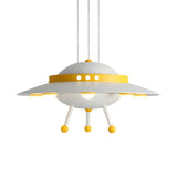 Spaceship Metal Kids Room Blue LED Small Chandelier Image - 7