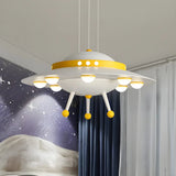 Spaceship Metal Kids Room Blue LED Small Chandelier Image - 4