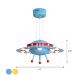 Spaceship Metal Kids Room Blue LED Small Chandelier #size