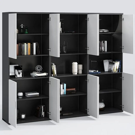 Spacious Rectangle Wooden White Office Storage Cabinet Image - 1