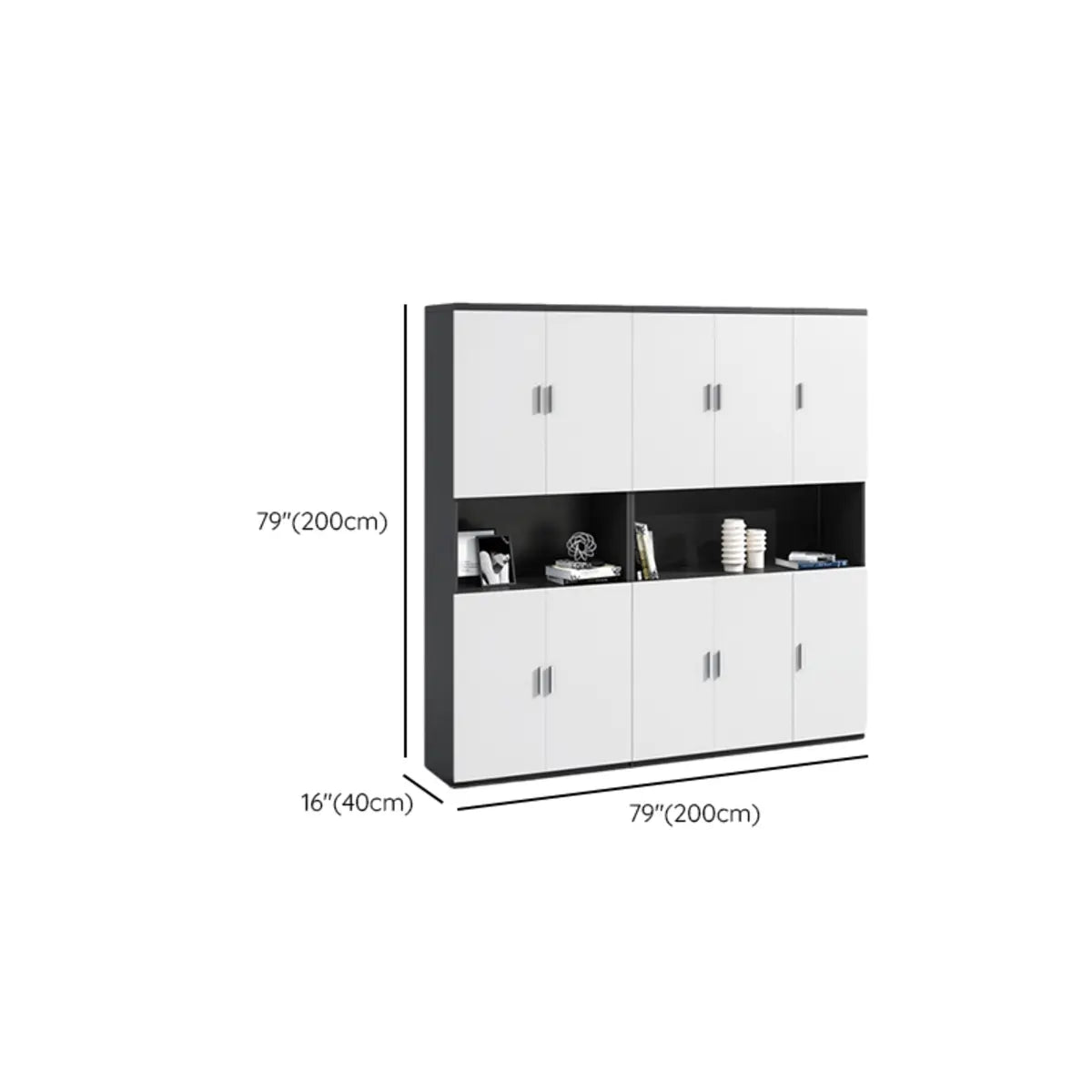 Spacious Rectangle Wooden White Office Storage Cabinet Image - 10