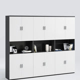 Spacious Rectangle Wooden White Office Storage Cabinet Image - 2