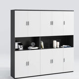 Spacious Rectangle Wooden White Office Storage Cabinet Image - 3