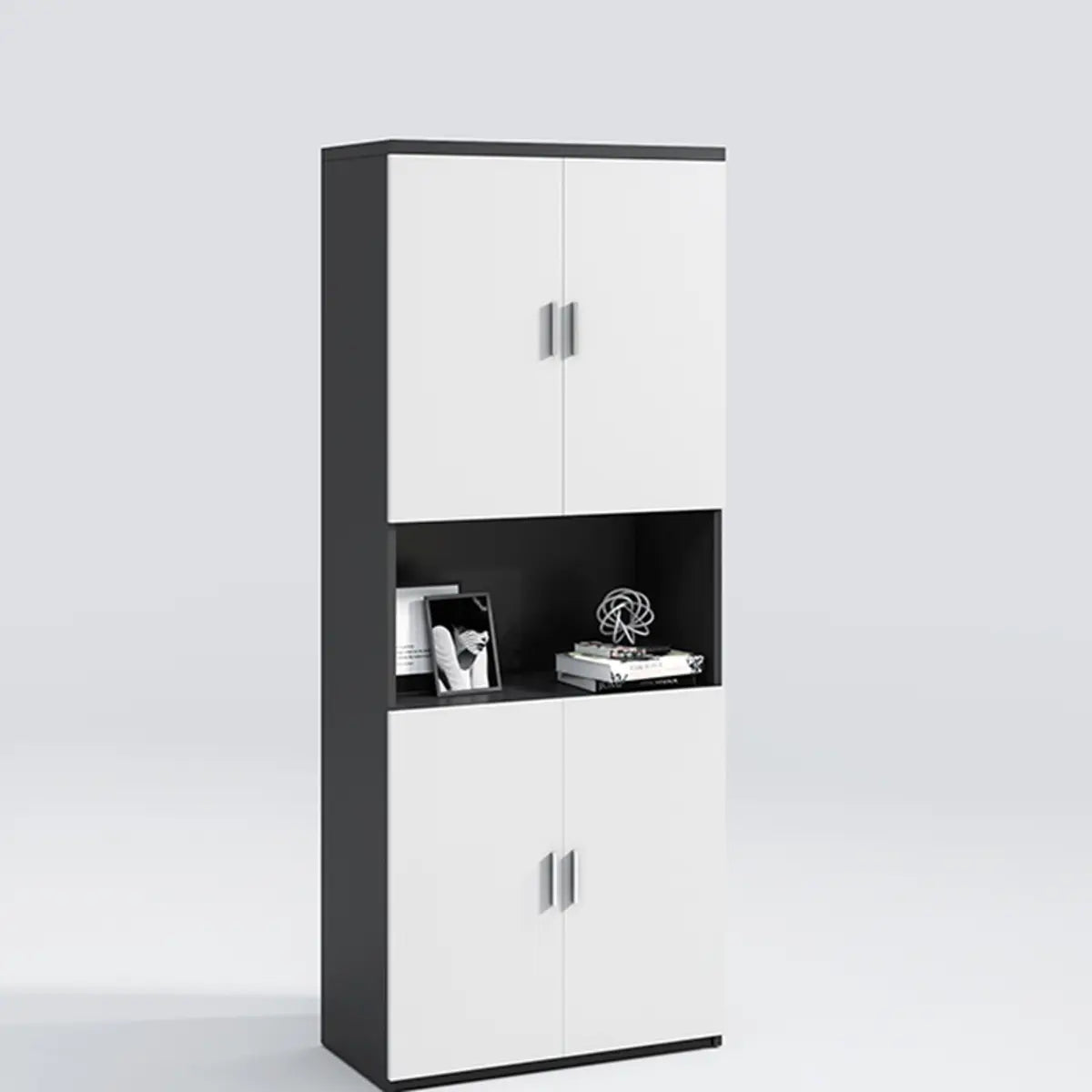 Spacious Rectangle Wooden White Office Storage Cabinet Image - 5